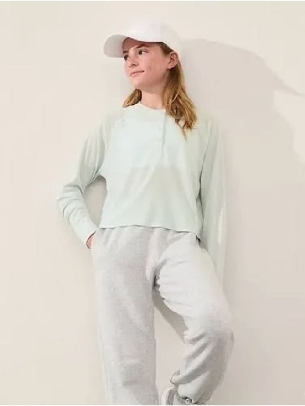 The Athleta Girls Wander Waffle Henley Top Size 8/10
